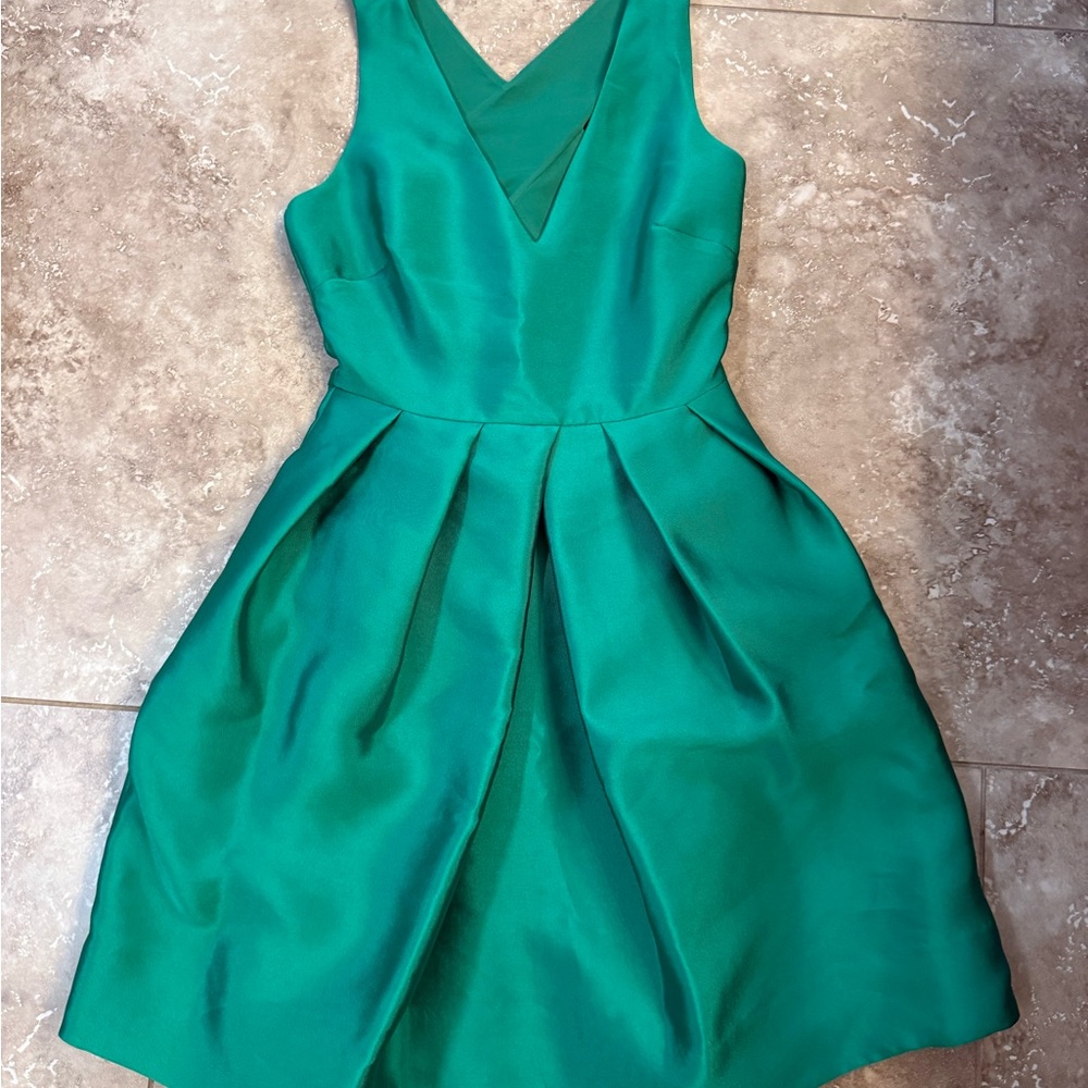Erin fetherston Green Pleated Mini Dress holiday Christmas